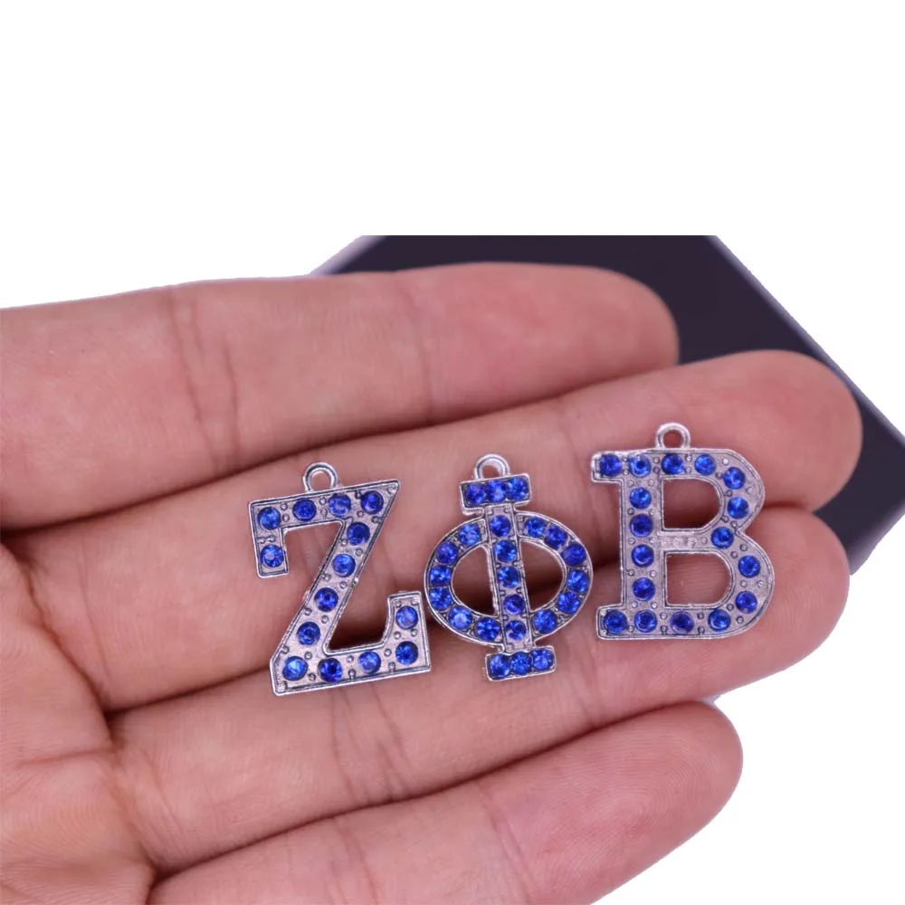 Синие хрустальные греческие буквы Zeta Phi Beta Charm Sorority Club аксессуары для ювелирных