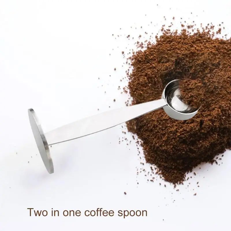2 in 1 Stainless Steel Coffee Tamping Measure Spoon Bean Powder Cafe Measuring Scoop Tools | Дом и сад