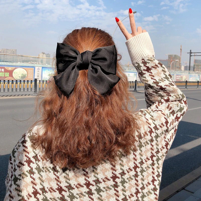 Korean New Barrettes Red Large Bow Hairpin Girl Fashion Knotted Hair Rope Sweet Spring Clip Accessories Women Headdress |