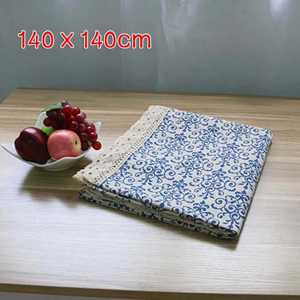 Ретро синяя и белая китайская фарфоровая хлопковая льняная скатерть кухонные