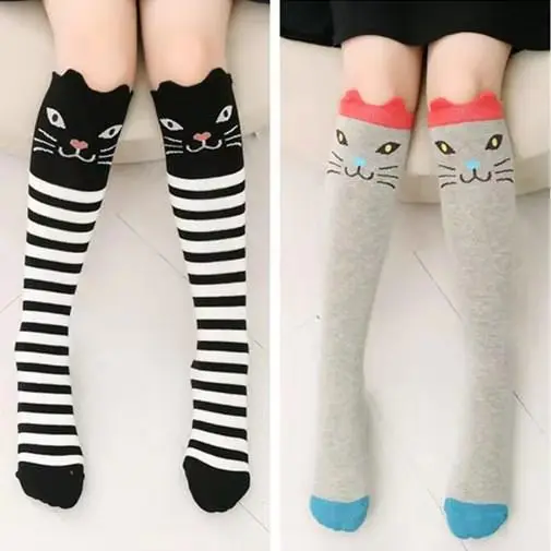 2Pairs Милые детские чулки; хлопковые колготки с изображением кота, медведя, животных для девочек; Милые гольфы для От 3 до 12 лет; танцевальные колготки принцессы - Цвет: 2Pairs