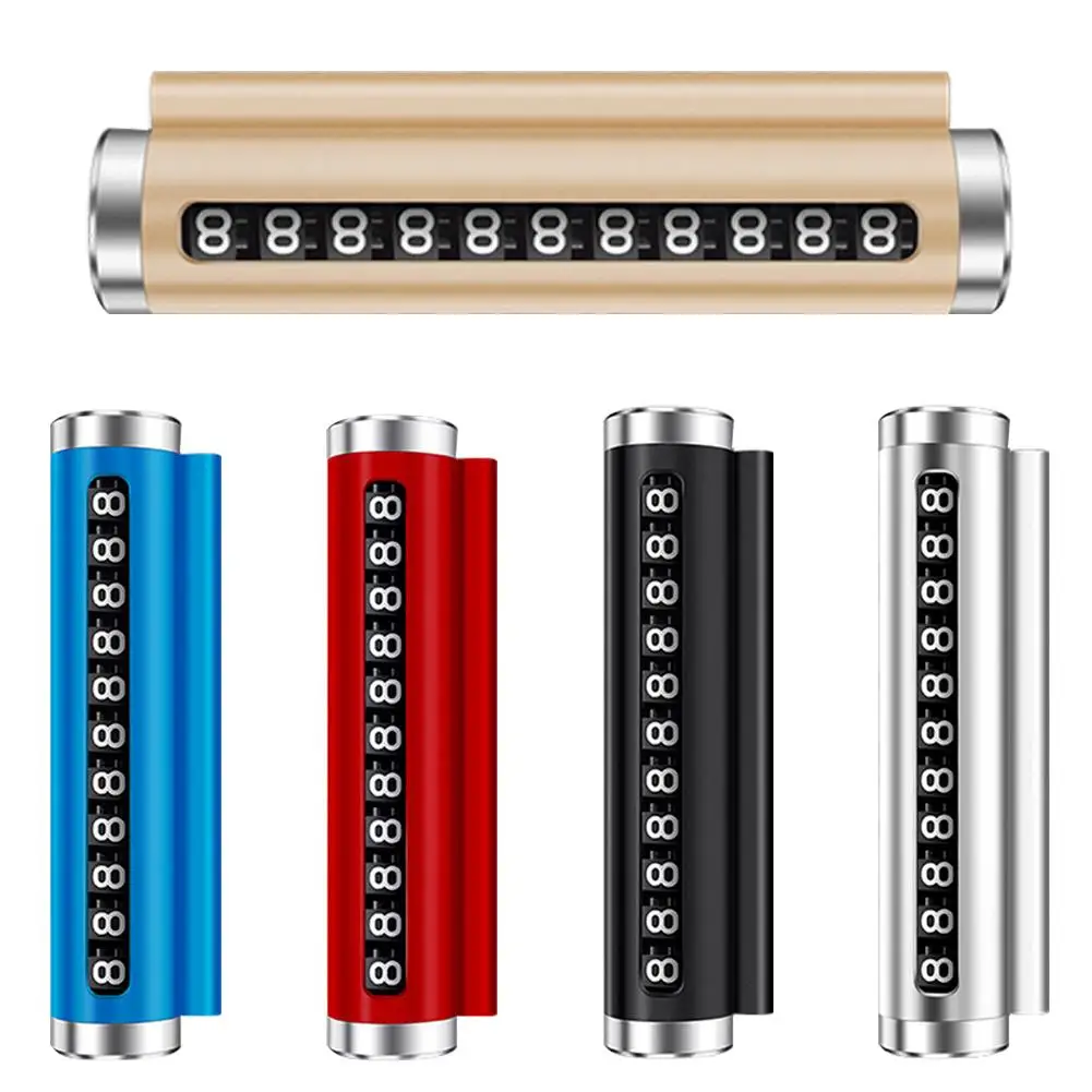 

Stylish Car Temporary Stop Metal Parking Card Rotate Phone Number Display Plate