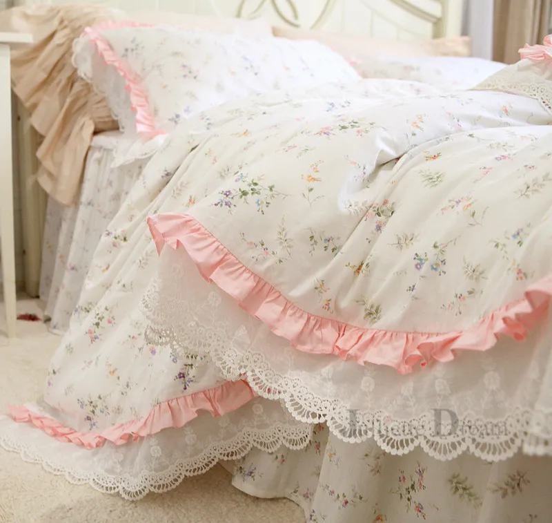 Европейский комплект постельного белья цвета хаки двойной кружевной