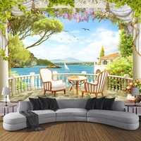 custom mural wallpaper 3d stereoscopic space garden balcony seascape photo wall painting living room bedroom decoration paper