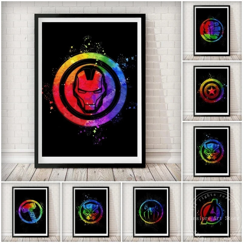 

Marvel Canvas Painting Wall Art Home Decor Iron Man Poster HD Print Captain America Modular Badge Pictures Living Room No Frame