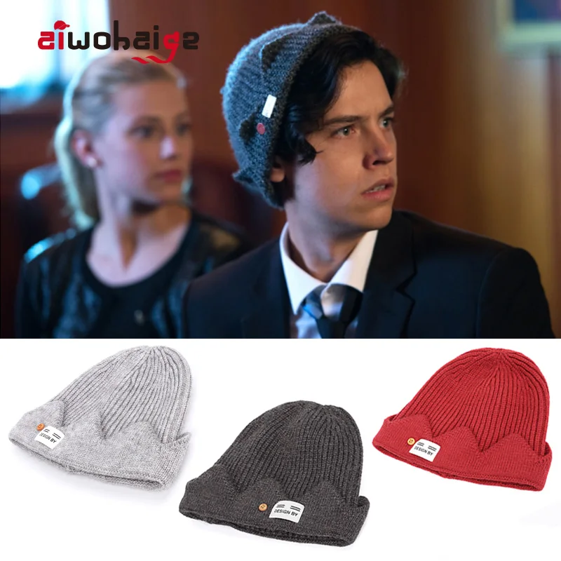 

2021 New Uncleyao Winter Riverdale Jughead Jones Cosplay Knit Beanie Women Men Topic Exclusive Crown Hat Wool Soft Cap
