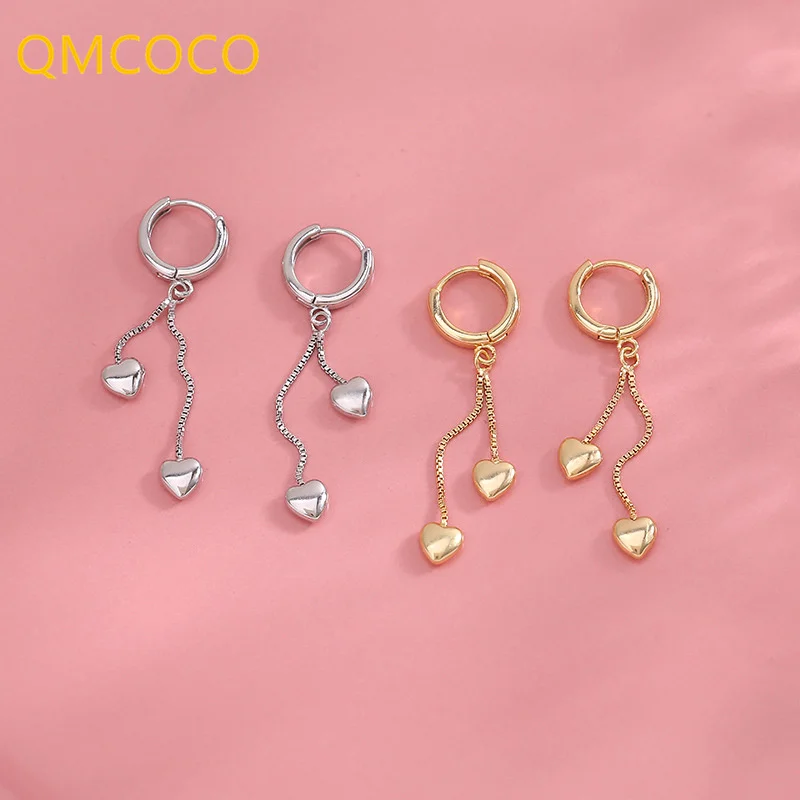 QMCOCO серьги-подвески серебряного цвета в форме сердца для женщин и девушек модные очаровательные аксессуары для вечерние Ринок