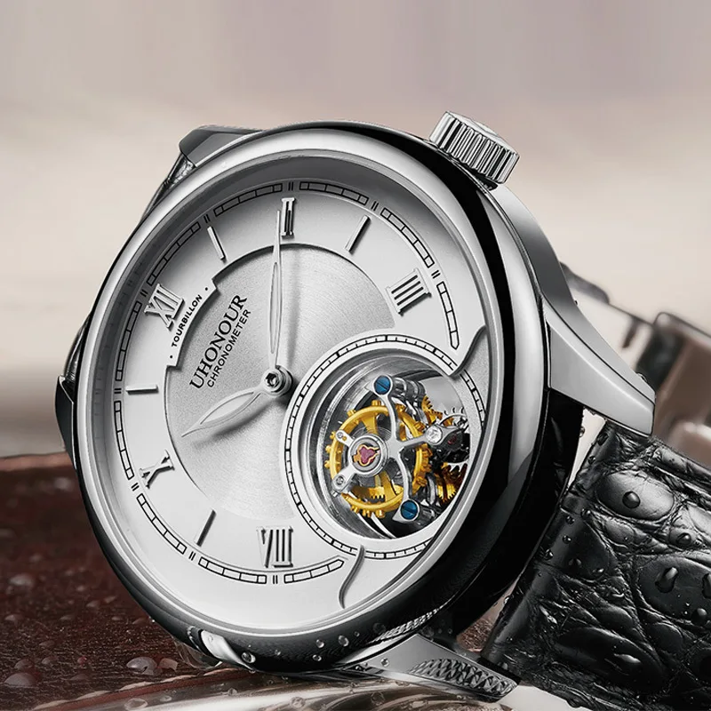 Switzerland Real Tourbillon оригинальные мужские прозрачные механические часы с ремешком