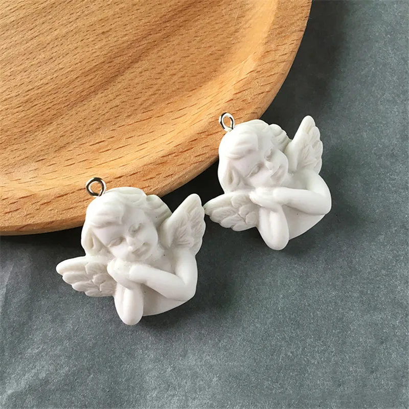 10 шт. 3D Подвески из смолы с белыми крыльями ангела для изготовления ювелирных