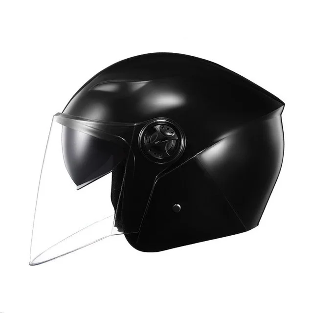 

Open Half Face Motorcycle Helmet Motorbike Helmet With Dual Visor Lens Electric Riding Casco For Adults DOT Approved Black