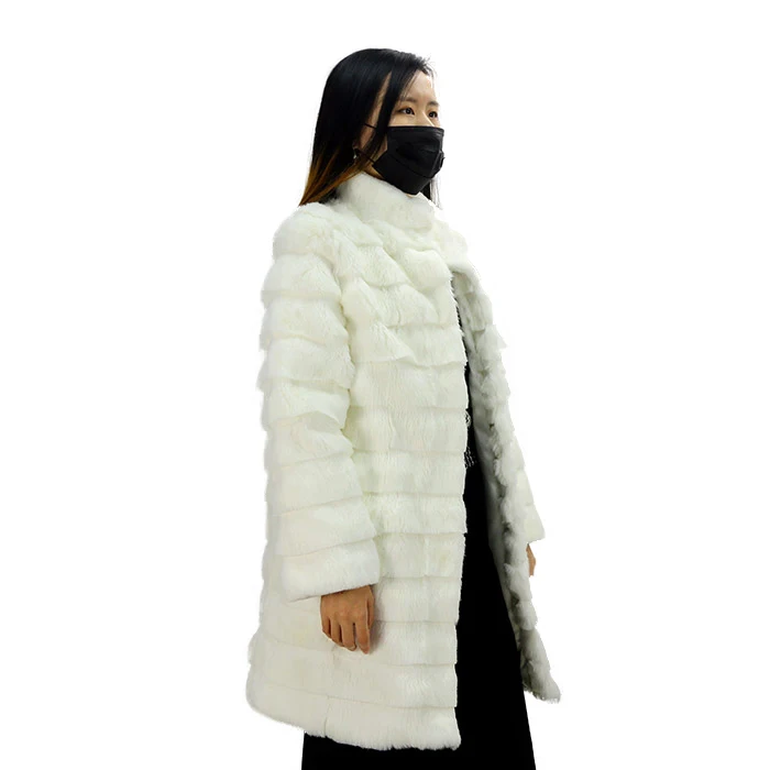 

2021 Facotry New Winter Long Warm Mommy And Me Rabbit Fur Coat