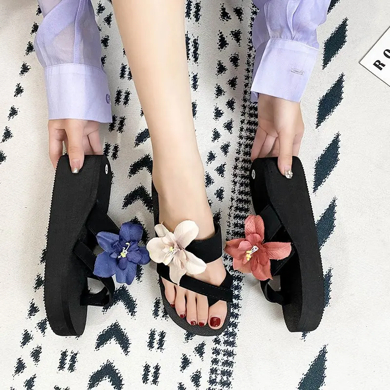 

2021 Shoes Woman Summer Flower Sandals Womens Shoes Wedge Slippers Sandalia Feminina Women Beach Slipper Flip Flops TX453