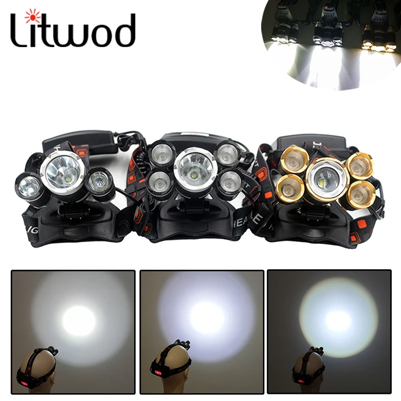 

CREE XML 3/5 LED T6 Head Lamp Flashlight Z35T13 Headlight 6400 Lumen headlamp Torchhead light with 18650 battery AC/DC charger