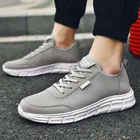 Кроссовки мужские на платформе, Вулканизированная подошва, сетчатые, плоская подошва, повседневная обувь, однотонные