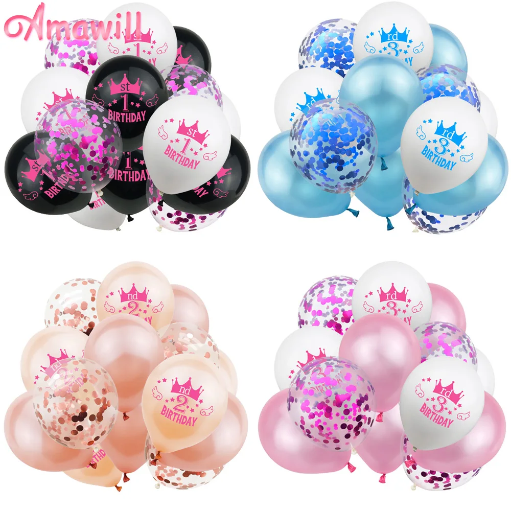 Amawill 15 шт. 1 й 2 3 день рождения фотолатексные конфетти шары для будущей мамы