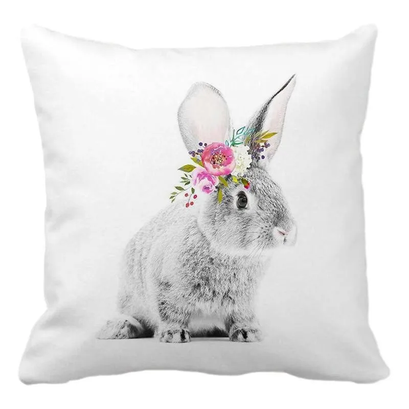 

Easter Egg Rabbit Linen Cushion Cover Sofa Office Pillowcase Cushion Car Seat Cushion Cover Easter Decor Linen Cushion Cover
