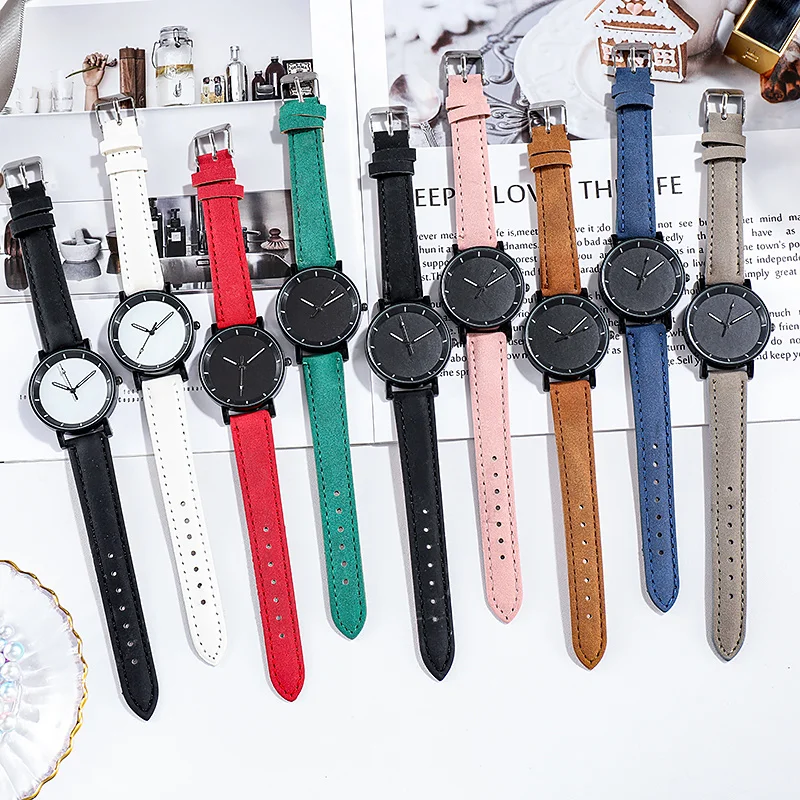 

Simple Round Dial Mens Watches Luminous Quartz Leather Strap Wrist Watch