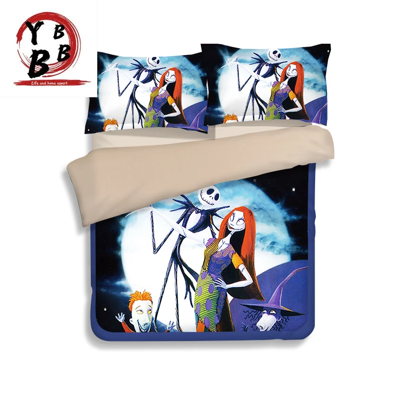 

3D Luxury Nightmare Before Christmas Bedding Set King/queen/full sizer Cover Sheet Pillowcase Queen fashion cartoon bedclothes