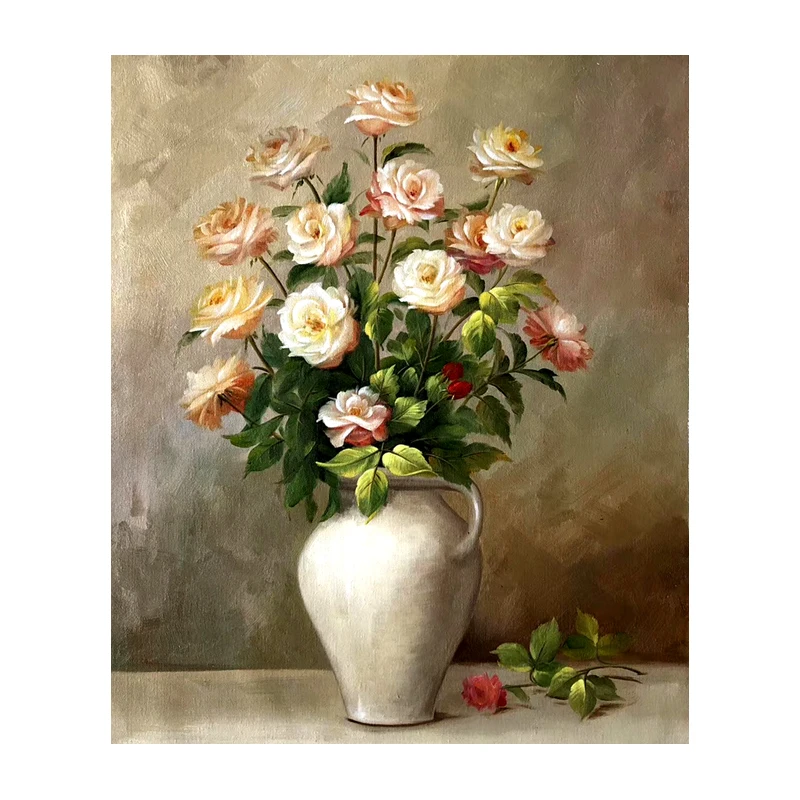 Kopen Kowell 100% Handgeschilderd Klassieke Bloem Olieverfschilderij Art Gift Home Decor Woonkamer Muur Art Frameloze Foto