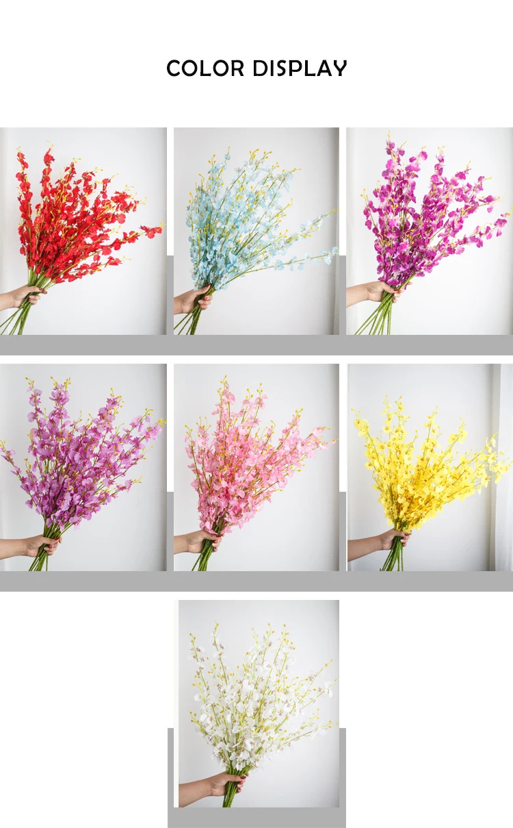 Искусственный танцующий орхидея желтый поддельный цветок Oncidium Шелковый цветок пластиковый цветок большой пять вилка фаленопсис украшение дома