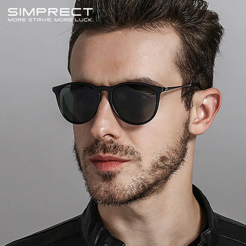SIMPRECT, Ретро стиль, круглые солнцезащитные очки, мужские, поляризационные, зеркальные, Ретро стиль, солнцезащитные очки для мужчин, антибликовые, очки для вождения