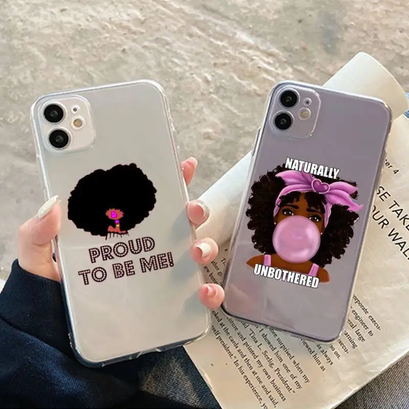 

Melanin Poppin African Black Girl Phone Case for iphone 13 11 12 pro XS MAX 8 7 6 6S Plus X 5S SE 2020 XR case