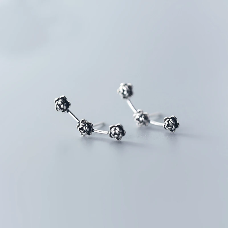 Женские серьги гвоздики из серебра 925 пробы с цветком|Серьги-гвоздики| |