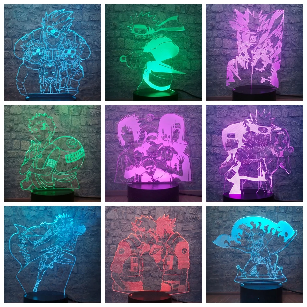 Наруто Ночник светильник 7 цветов Изменение Led сенсорный настольная лампа