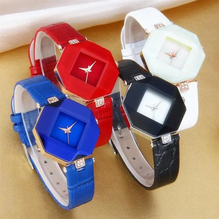 

Fashion Polygon Female Crystals Quartz Wristwatches reloj mujer Minimalist Thin Strap Women DressWatch Relogio Feminino Clock