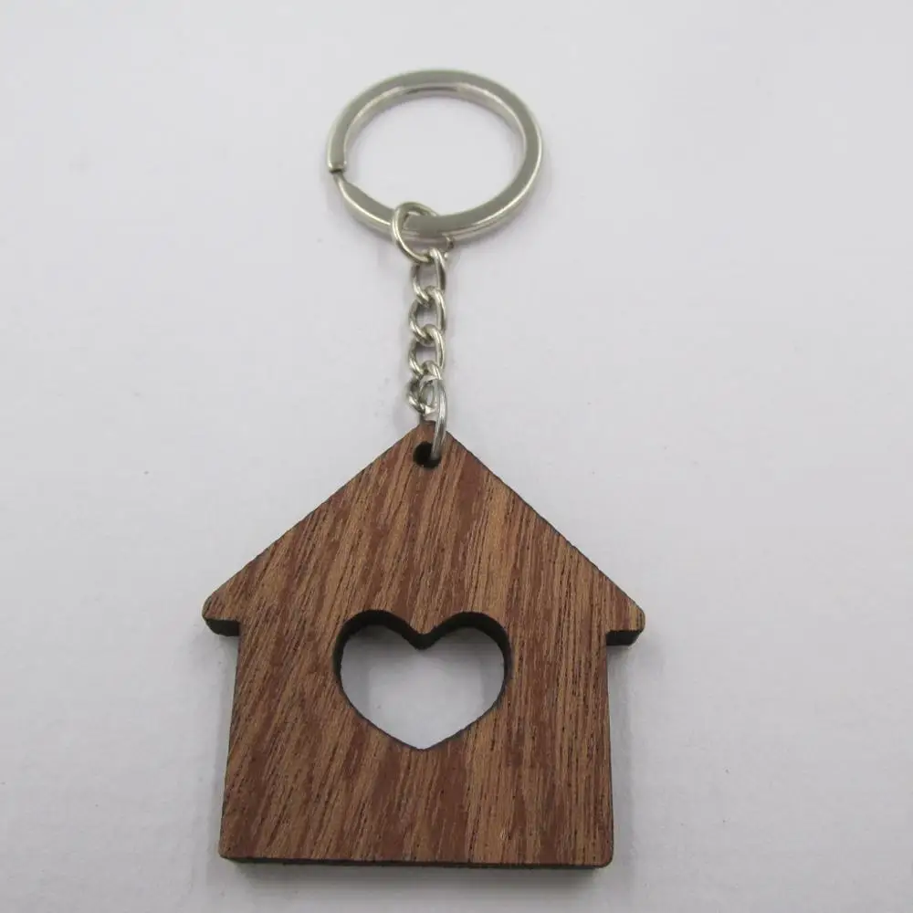 wood heart house Брелок для дома, деревянный брелок, подарок на новоселье, домашний брелок для ключей, первый дом, теплый подарок - Цвет: wood heart house
