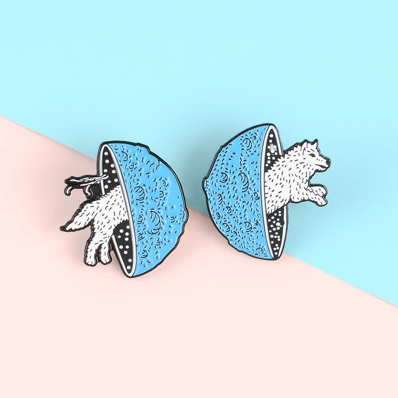 RNG cute blue mushroom white snow wolf Metal Enamel Pin Brooch girls wear Lapel shirt backpack jewelry friends gift | Украшения и