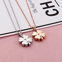 lucky four leaf clover pendant necklace for women fashion stainless steel gold silver color choker jewelry accessories