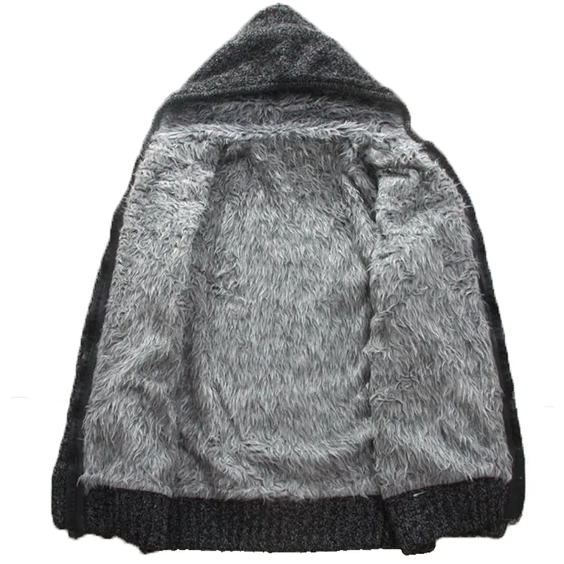 Мужской плотный Пушистый свитер для мальчиков пальто с капюшоном трикотажный
