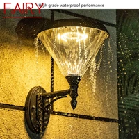 fairy outdoor solar wall light led waterproof modern creative sconces lamp for home porch decoration