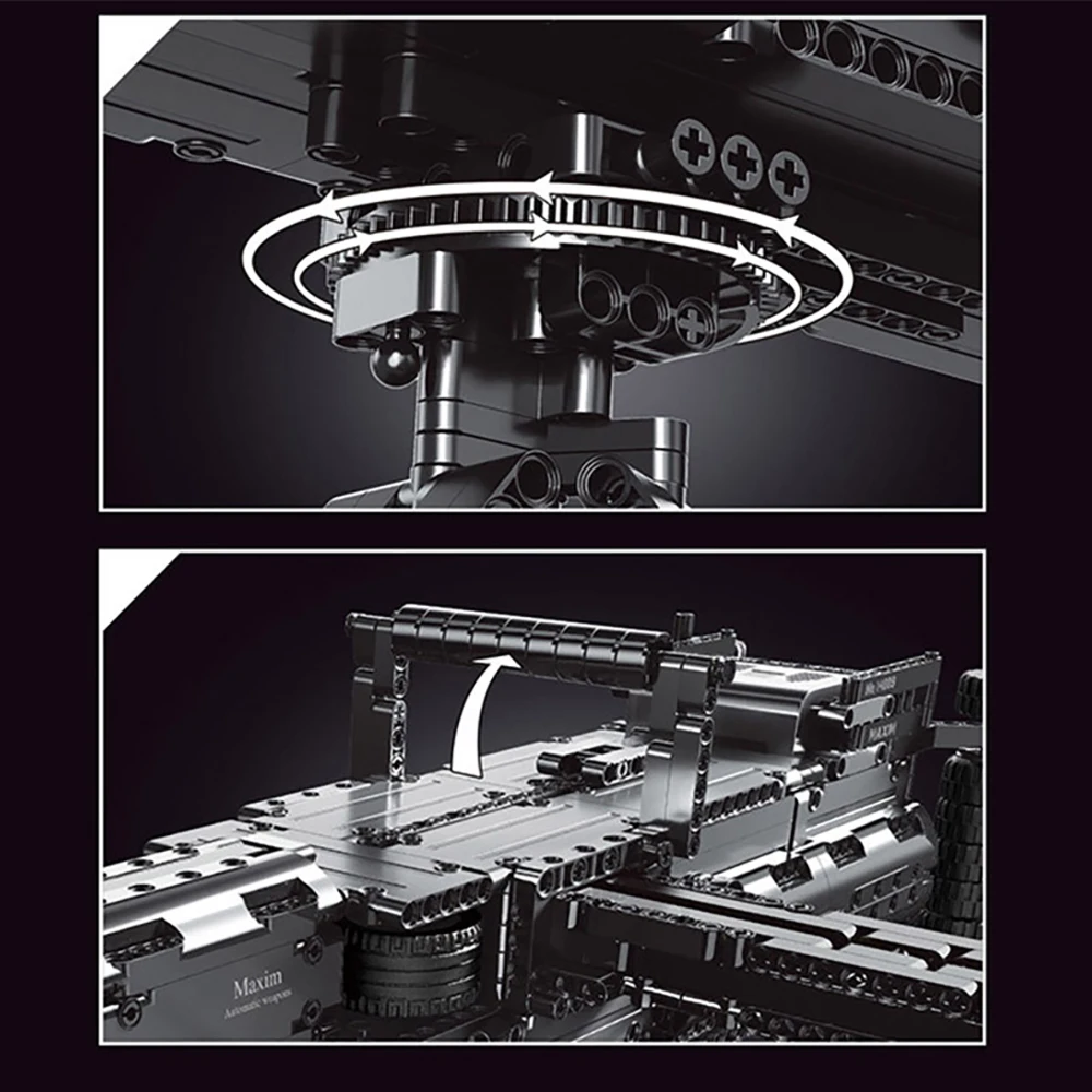 

MOULD KING 14009 Block Gun Toys The Motorized Maxim Gun Model Building Blocks Assembly Technic Bricks Toys Kids Christmas Gifts