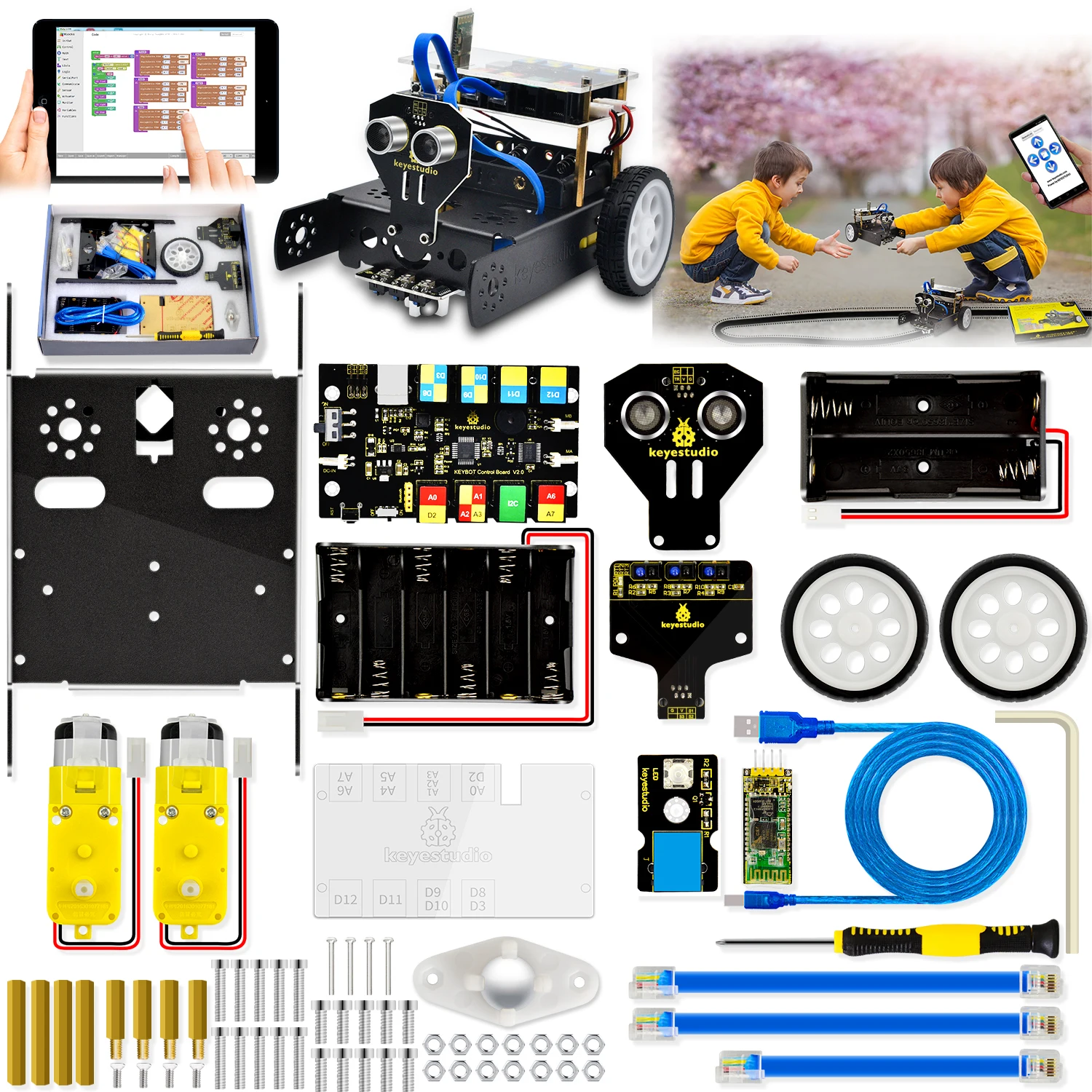 Keyestudio Diy Electronic Kit Coding Education Robot for Arduino Toy Graphical Programming STEM Car | Компьютеры и офис