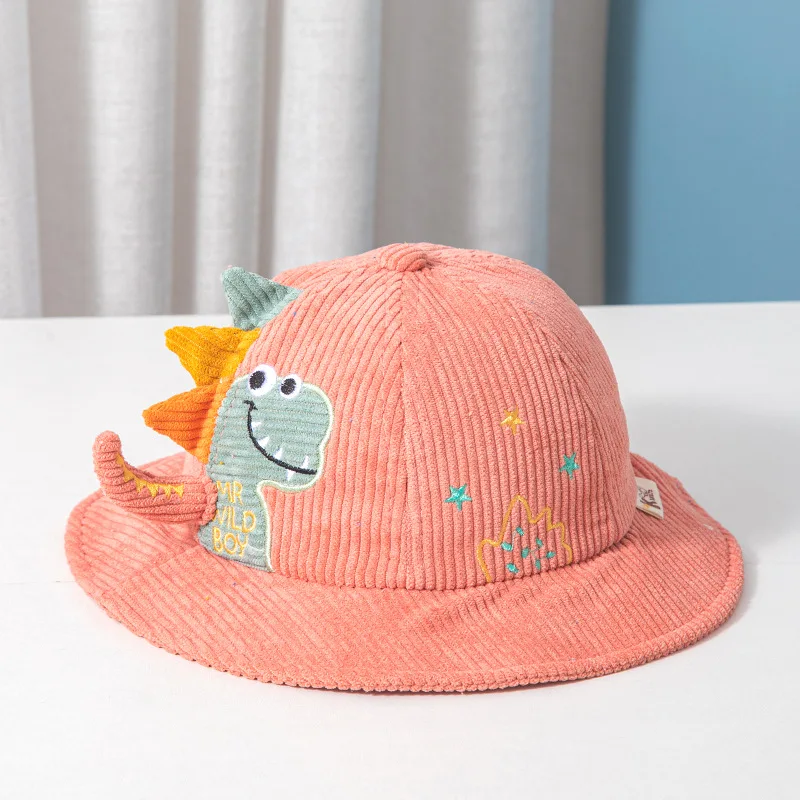

M028 1 2 3 Year Baby Hat Autumn and Winter Girl's Hats Dinosaur Bucket Cap for Children