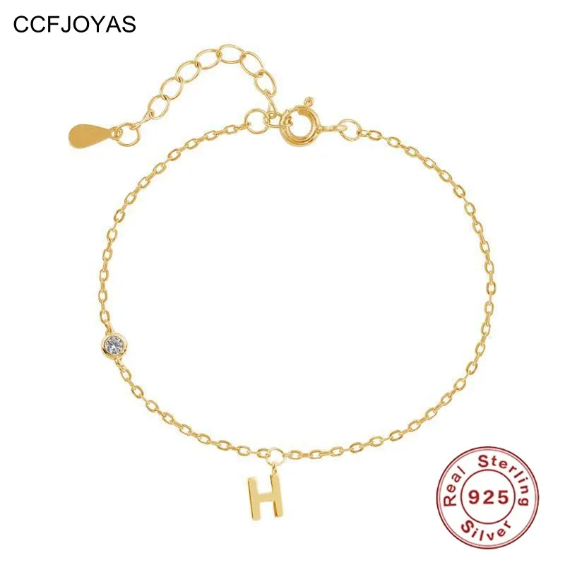 

CCFJOYAS Simple INS Letter H Charming Bracelets for Women 925 Sterling Silver Mini Crystal Zircon Bracelet Fashion Jewelry