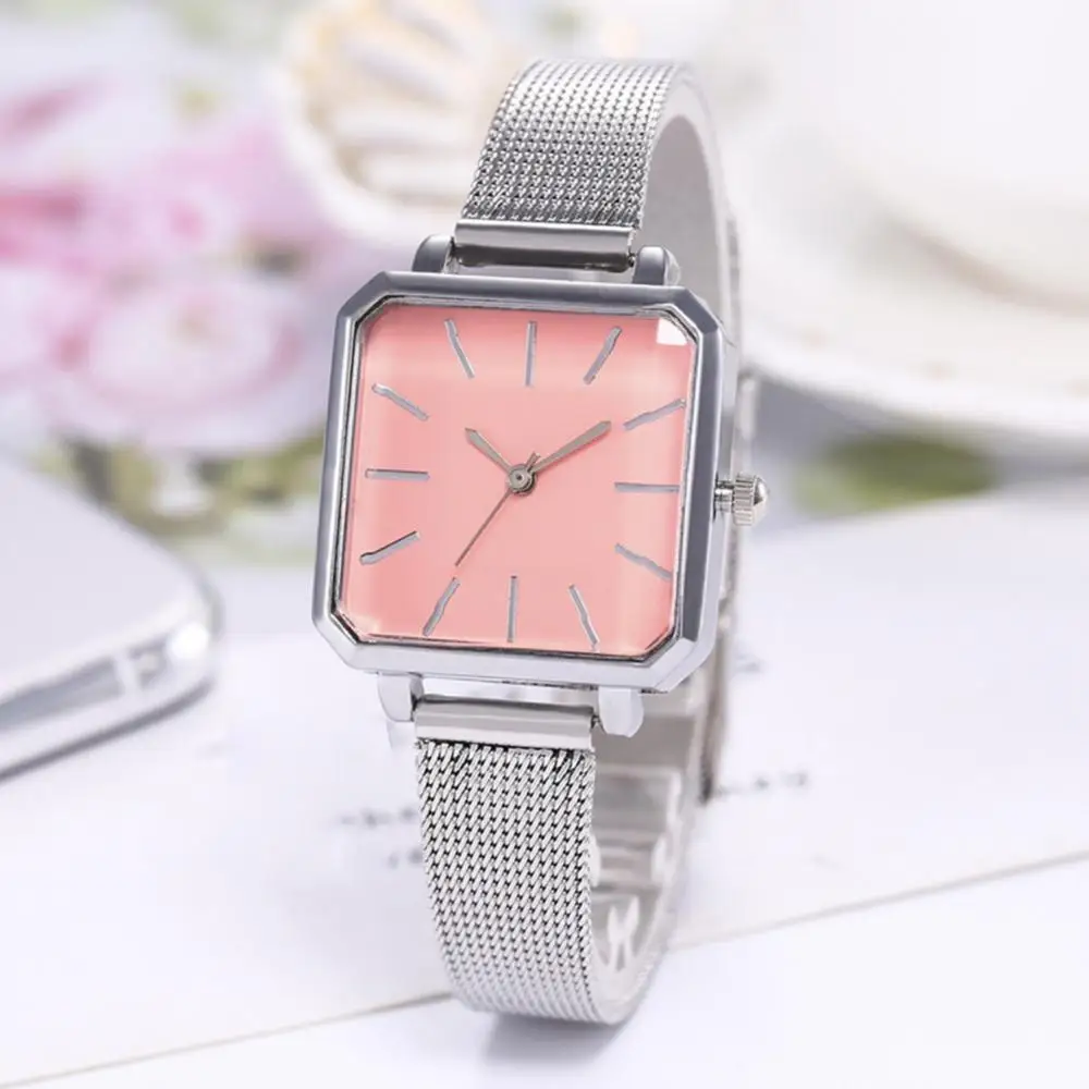 

Business Party Watch Women Analog Square Dial Alloy Mesh Band Quartz Wristwatch Gift Mesh Belt Design reloj mujer Watch Clock