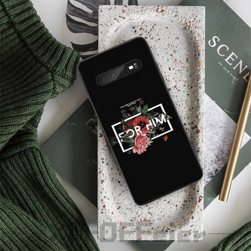 Чехол для мобильного телефона Text flower для Samsung S8 Plus S9 S10 plus S10E lite S10-5G S20 UITRA, цвет черный.