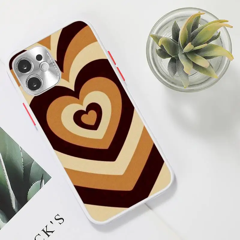 

Latte Love Coffee Heart Phone Case For iPhone 12 11 Mini Pro XR XS Max 7 8 Plus X Matte transparent White Cover
