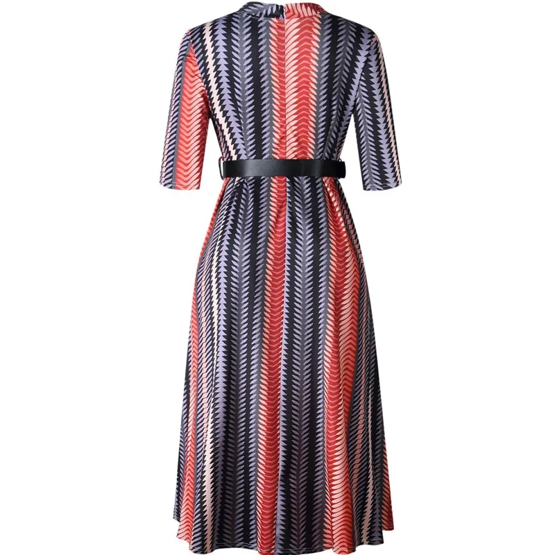 Шифоновое женское Повседневное платье в полоску с высоким воротом элегантное