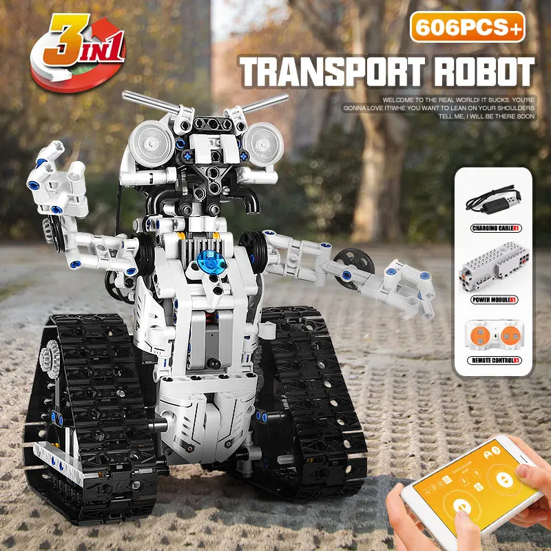 Mould King High-Tech Power Bricks Toys Remote Control Transbot Robot 3 In 1 Model Building Blocks Kids DIY Christmas Gifts | Игрушки и