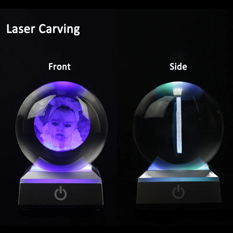 Personalized Crystal Photo Ball Custom Image Laser Engraving Glass Sphere Statue Baby Wedding Family Picture Souvenirs | Дом и сад