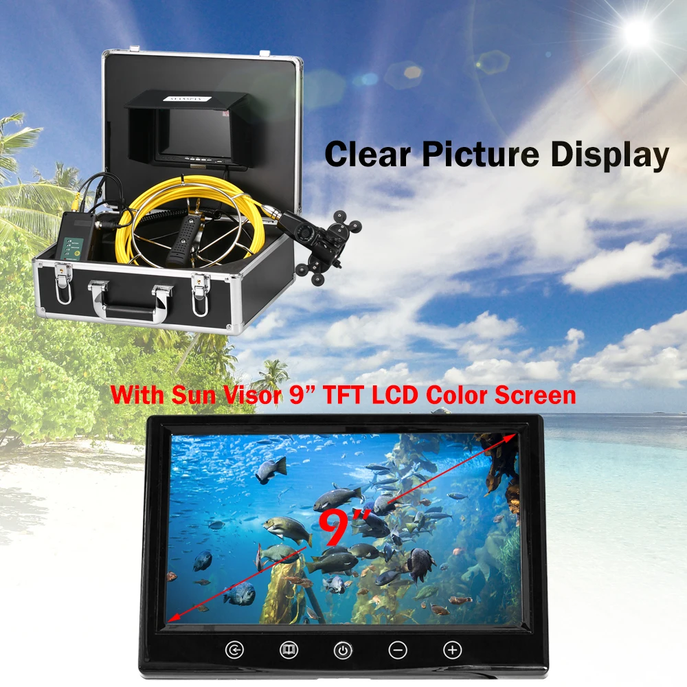 Waterproof Industrial Endoscope Camera 7 Inch/9 Inch 20/50M Pipe Inspection Double System Drain Sewer Pipeline | Спорт и развлечения