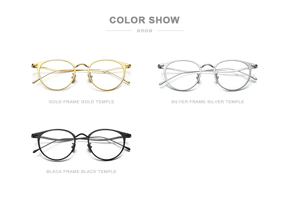 

Vintage Pure Titanium Round Glasses Frame Unisex Full Rim Optical Eyewear Ultralight Clear Lens Prescription Myopia Eyeglasses
