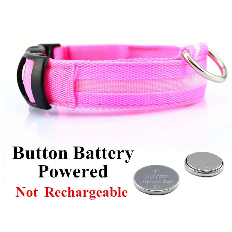 Pink Battery USB Перезаряжаемый светодиод для домашних собак светящийся ошейник для домашних животных светящееся мигающее ожерелье для прогулок на открытом воздухе ошейник безопасности для собак товары для домашних животных - Цвет: Pink Battery