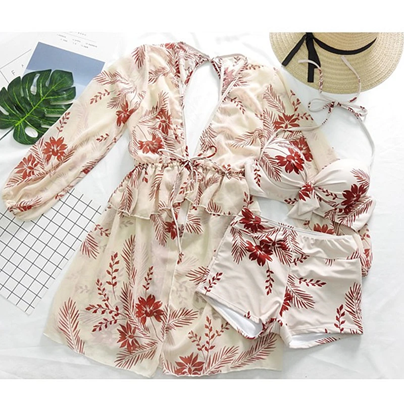 GLAUKE бикини костюм из трех предметов скрывает живот выглядит тонким