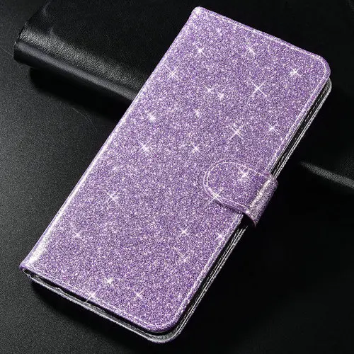 Glitter- purple Модный сверкающий чехол для huawei Honor 8X Чехол кошелек в виде блокнота дизайн huawei 8X чехлы для телефонов сумка Coque - Цвет: Glitter- purple
