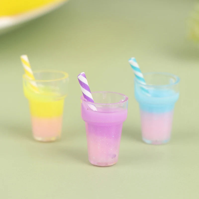 

10Pcs 1:12 Dollhouse Mini Drink Cup Milk Tea Juice Drink Cup Doll Kitchen Toy